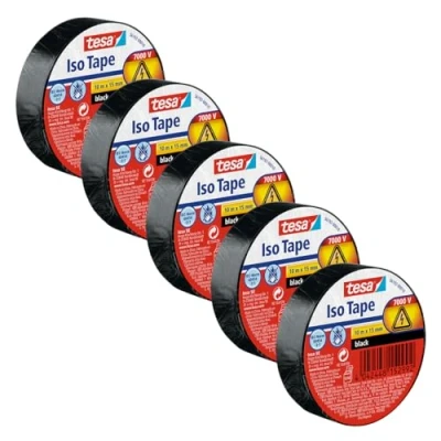 Abbildung von TESA 56192, Schwarz, Farbcodierung, Isolierend, Reparatur, Polyvinylchlorid (PVC), PVC, weich, Dielektrisch, Feuerfest