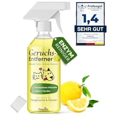 Abbildung von Pawlie&#039;s Tier Geruchsneutralisierer (EXTREM STARK) &amp; Enzymreiniger Katzenurin Geruchsentferner Hundeurin neutralisieren Strenge Gerüche Flecken aus Teppich, Sofa entfernen (500 ml)