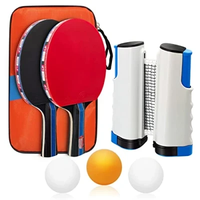 Abbildung von Baozun Tischtennisschläger Set, Tischtennis Set Schläger mit 2 Tischtennisschlägern, 3 Bällen, Ausziehbare Tischtennisnetz und Tasche