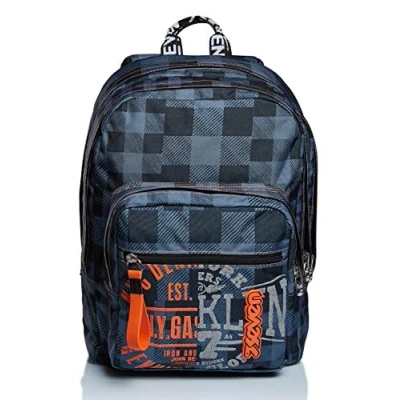 Abbildung von Seven Rucksack, Backpack für Schule, Uni &amp; Freizeit, Geräumige Schultasche Teenager, Mädchen und Jungen, mit Trinkflaschenfach, grau, italienisches Design, EXTRA FIT CHECK