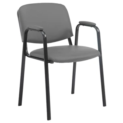 Abbildung von CLP Stapelstuhl Ken Pro I Konferenzstuhl Mit Kunstleder Bezug Und Armlehnen, Farbe:grau