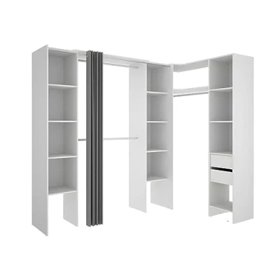 Abbildung von Vente unique Eckkleiderschrank Kleiderschranksystem B. 164/234 cm Weiß &amp; Grau Dorian