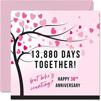 Abbildung von Lustige Karte zum 38. Hochzeitstag für Frau oder Ehemann 13880 Days Together I Love You Geschenke, Happy 38th Wedding Anniversary Karten Partner, 145 mm x Grußkarten Jahrestage