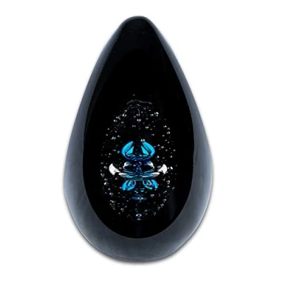 Abbildung von levandeo Design Glas Skulptur H15cm Schwarz Blau Kunst Unikat Briefbeschwerer Deko Figur Glasdeko