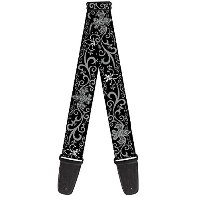 Abbildung von buckle down gs w30611 Gitarrengurt Fleur de Lis mit filigranen, 5,1 cm breit &amp; 73,7137,2 Länge, Schwarz/Grau