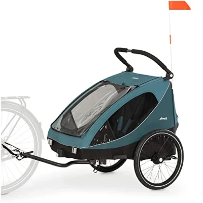Abbildung von Hauck Fahrradkinderanhänger 2in1 Bike Trailer und Buggy Dryk Duo, petrol, für 2 Kinder, inklusive Deichsel