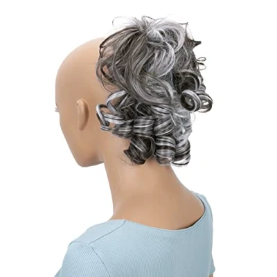 Abbildung von CAISHA Haarteil Haargummi Lena Hochsteckfrisuren Brautfrisuren Voluminös Gelockt Unordentlich Dutt Kunstfaser DM17cm Braun Grau Mix G14L