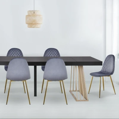 Abbildung von Menzzo Norway Set mit 4 Polsterstühlen, Samtbezug Silber