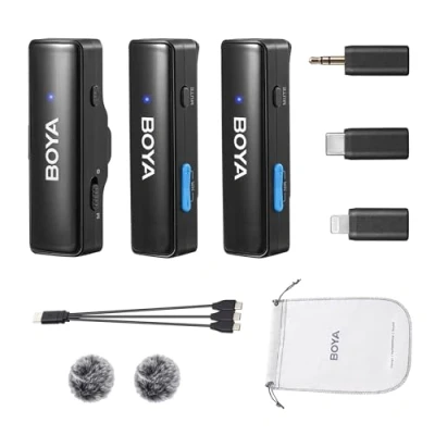 Abbildung von Boya Wireless Lavalier Mikrofon, BOYALINK A1 Mini Ansteckmikrofon für iPhone Android Kamera PC Laptop Videoaufnahme, Vlog, Podcast Live Stream Interview (TX+RX)