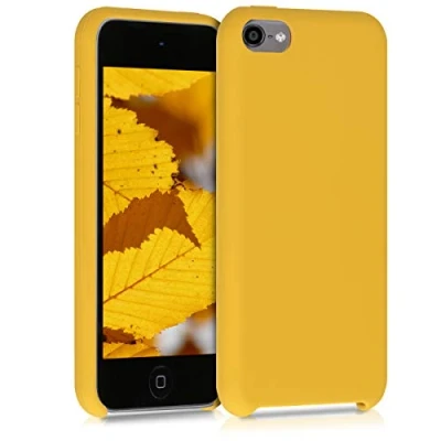 Abbildung von kwmobile Schutzhülle kompatibel mit Apple iPod Touch 6G / 7G (6. und 7.Generation) Hülle Silikon gummiert Cover Case in Honiggelb
