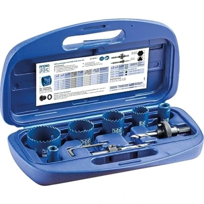 Abbildung von PFERD HSS Lochsägen Set, 6 inkl. Zubehör für Installateure aus dem Sanitärbereich, 25900920 wirtschaftliches Sägen von runden Durchbrüchen