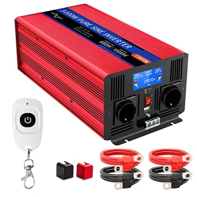 Abbildung von ETREPOW 5000w Spannungswandler 24v 230v Reine Sinus Wechselrichter mit 2 EU Steckdosen und USB, kabellose Fernbedienung, LCD Bildschirm Spitzenleistung 8000w Kfz Konverter …