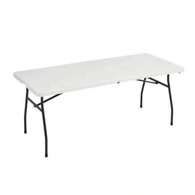 Abbildung von Amazon Basics Klapptisch, mit Tragegriff, für Innen und Außenbereich, 183 cm, Weiß