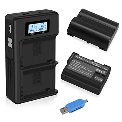 Abbildung von CITYORK EN EL15 EL15a 2500mAh akku (2er Pack) und Smart LED Dual Charger für Nikon / 15a kompatibel mit Z6, D500, D600, D610, D750, D800, D810, D810a, D850, D7100 Kameras