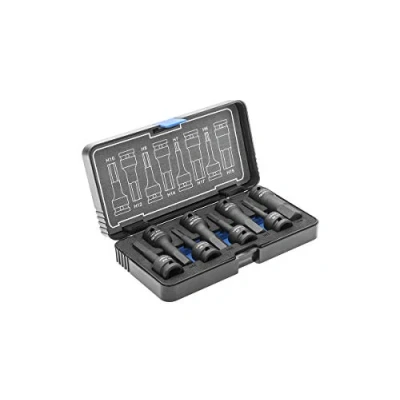 Abbildung von Hogert Technik HT6R004 Steckschlüsseleinsatz Set 8 Sechskant Chrom Molybdänstahl 1/2 Vierkant