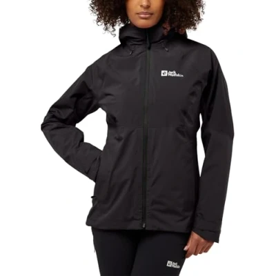 Abbildung von Jack Wolfskin Glaabach 3IN1 Regenjacke / wasserabweisende Jacke, Damen, Größe: XS, Black