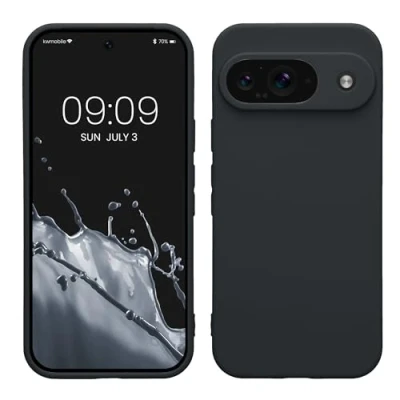 Abbildung von kwmobile Handyhülle kompatibel mit Google Pixel 9 Hülle Handy Case aus weichem Silikon in Heidelbeerblau