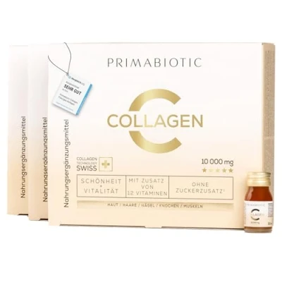 Abbildung von Primabiotic Collagen Kollagen Paket 90 Flaschen 30ml Hoher Kollagengehalt [10.000 mg] hydrolysiertes hohe Qualität 900ml Absorption 95%
