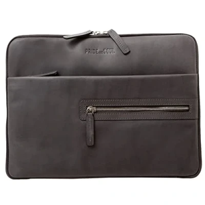 Abbildung von Pride and Soul 47263 Schreibmappe TERRA mit Tabletfach, Businessmappe aus Leder, Dokumentenmappe, Mappe Notizblock, Organizer für Büro und Alltag, Tabletmappe ca. 25 x 34 2 cm, grau