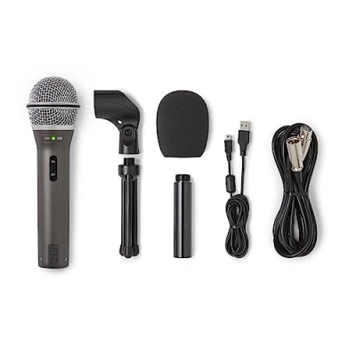 Abbildung von Samson Q2U Aufnahme und Podcasting Paket Dynamisches USB / XLR Mikrofon mit Zubehör, grau