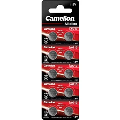 Abbildung von Camelion Alkaline Knopfzellen AG13 Typ LR44, 1,5V, 11,6x5,4mm (10er Blister) Knopfzelle