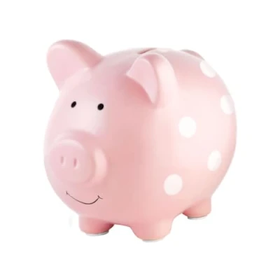 Abbildung von Pearhead Sparschwein Medium, Polka Dot Pink