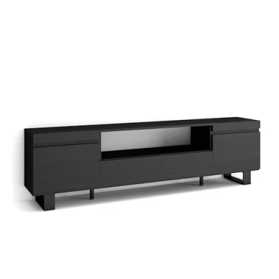 Abbildung von Skraut Home TV Schrank, Lowboard Für Wohnzimmer und Esszimmer 200x57x35cm Geräte bis zu 80&quot; Industriedesign Moderner Stil Schwarz