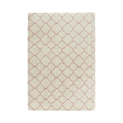 Abbildung von Mint Rugs Luna Hochflor Teppich Weich Flauschig Langflor Shaggy Flokati Geometrisches Muster für Wohnzimmer Küche Flur oder Schlafzimmer 160x230 cm, Polypropylen, Creme Rosa