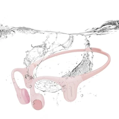 Abbildung von Mojawa Run Plus Knochenleitungs kopfhörer, IP68 wasserdicht, Offenes Ohr Kabellose Bluetooth Sportkopfhörer mit 32GB MP3 für Laufen, Schwimmen, Radfahren, Workouts, Rosa