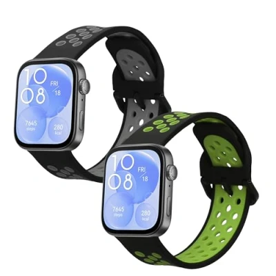 Abbildung von kwmobile 2X Sportarmband kompatibel mit Huawei Watch Fit 3 Armband Fitnesstracker Band Set aus TPU Silikon