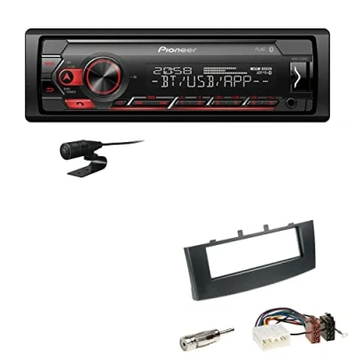 Abbildung von Pioneer MVH S320BT 1 DIN Bluetooth Autoradio USB FLAC Spotify mit Einbauset passend für Mitsubishi Colt VI 2008 2012 schwarz