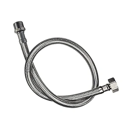 Abbildung von DOJA Industrial Flexschlauch PACK 2 IG 1/2&quot; M10 x 100 35 CM Länge Edelstahl Panzerschlauch fuer Wasserhahn, Waschbecken, Hahn Flex Schlauch Armatur Anschlussschlauch/Verlaengerung