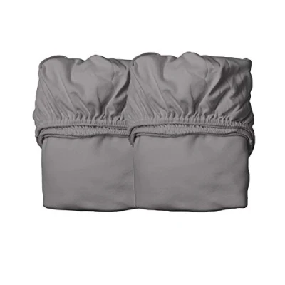 Abbildung von Leander Laken/Spannbetttücher 2 Stück für Juniorbett + Luna Babybett 140x70cm Farbe: cool grey