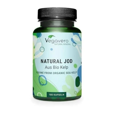 Abbildung von Jod aus Bio Kelp Vegavero® 100% Organic Preis Leistungs Sieger 2024* PureSea® schottischer Braunalge 150 µg Vegan &amp; Ohne Zusätze Laborgeprüft 180 Kapseln