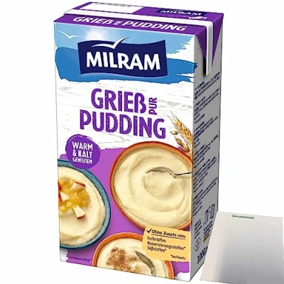 Abbildung von Milram Grieß Pudding Pur warm und kalt zu genießen (1000g Packung) + usy Block