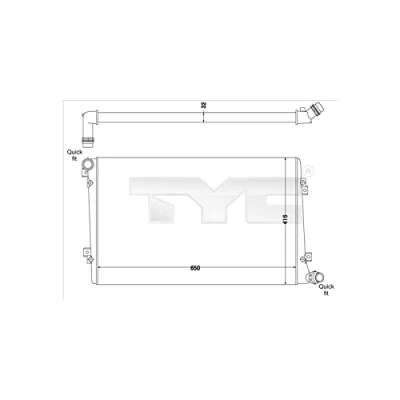 Abbildung von TYC 737 0063 R Kühler, Motorkühlung 650 416 32 Kühlrippen mechanisch gefügt VOLKSWAGEN: Golf 5 Schrägheck, Touran I, Passat B6 Variant