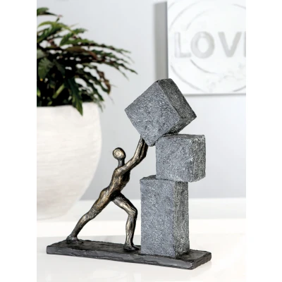 Abbildung von Casablanca by Gilde Dekofigur &quot;Skulptur Stacking, bronzefarben/grau&quot;, Dekoobjekt, Höhe 31 cm, mit Spruchanhänger, Wohnzimmer