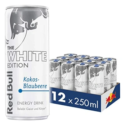 Abbildung von Red Bull Energy Drink Kokos Blaubeere Dosen Getränke White Edition 12er Palette, EINWEG (12 x 250 ml)