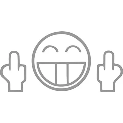 Abbildung von Autoaufkleber Fuck You Face JDM Silber Sticker Aufkleber Tuning Fun Gesicht Stinkefinger Car LKW Moped Motorrad Simson Bike Zweitakter
