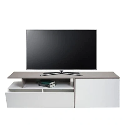 Abbildung von Mendler TV Rack HWC L34, Lowboard Fernsehtisch Sideboard Schrank Kommode, Holz 45x161x40cm Staufach, Beton Optik weiß