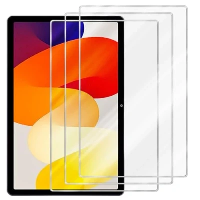 Abbildung von Cadorabo 3x Panzerfolie kompatibel mit Xiaomi Redmi Pad SE in KRISTALL KLAR 3er Pack Gehärtetes (Tempered) Display Schutzglas 9H Härte 3D Touch Kompatibilität