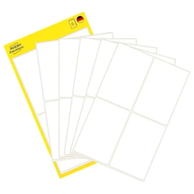 Abbildung von AVERY Zweckform 3087 Haushaltsetiketten selbstklebend (54x35 mm, 24 Aufkleber auf 6 Bogen, Vielzweck Etiketten für Haushalt, Schule und Büro zum Beschriften Kennzeichnen) blanko, weiß