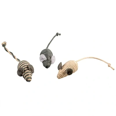 Abbildung von Duvoplus, Rope Kleine Mäuse, 3 Stück, 14 x 2 1,5 cm, Grau, Spielzeug, Katze