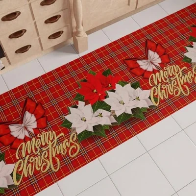 Abbildung von PETTI Artigiani Italiani Teppich für Küche, Weihnachten, Läufer rutschfest und waschbar, 52 x 340 cm, Blumenmuster, 100% Made in Italy
