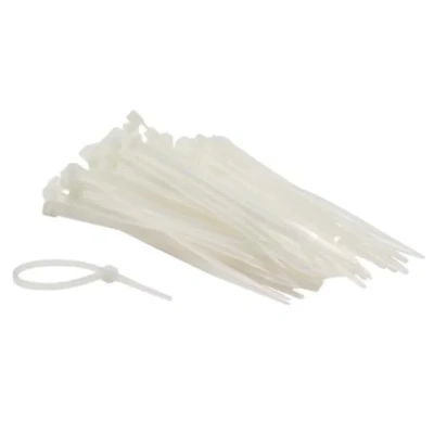 Abbildung von Perel Set Nylon Kabelbinder 2,5x100mm Weiß, UV beständig, 100 Stück.