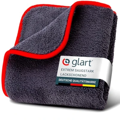 Abbildung von Glart Poliertuch Auto Trockentuch Premium Mikrofasertuch extra saugstark &amp; ultra weich 40x40cm zum kratzfreien Trocknen polieren 600 GSM Mikrofaser rot