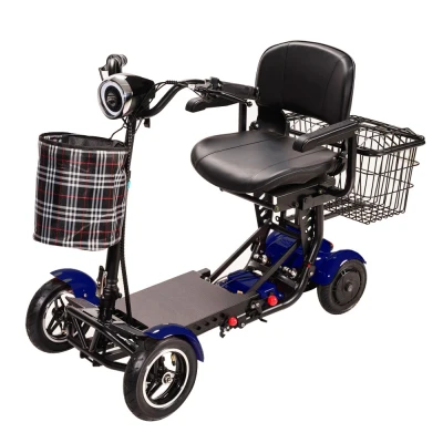 Abbildung von E Scooter mit Tasche und Korb Blau AT52317 B faltbar