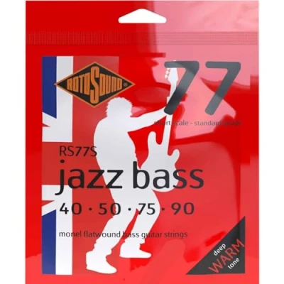 Abbildung von Rotosound Schwarze Nylonsaiten für E Bass, Flachdraht, kurze Mensur, Standardstärke 40 50 75 90
