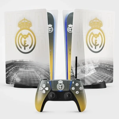 Abbildung von FFrame Aufkleber für PS5 Real, Playstation 5 Fußball, Konsole und Controller, Standard Disk Edition, Skin Madrid (1 Controller)