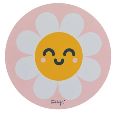Abbildung von WONDEE Mr Wonderful Gänseblümchen Rosa Mauspad, Mousepad aus extrafeiner Faser für Mädchen, rundes rutschfestes Mauspad Kinder originelle Geschenke Mädchen und Frauen